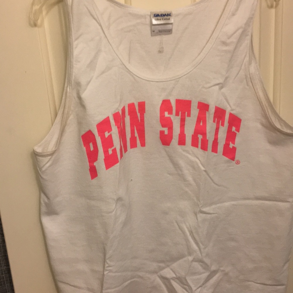 Penn State M white tank top pink letters